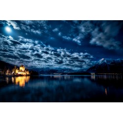 Oberhofen Castle with Moon